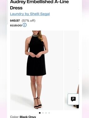 Laundry by Shelli Segal Black Embellished A-Line Dress
